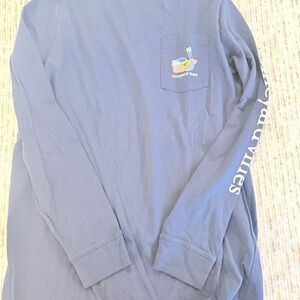 Vineyard Vines Navy Long Sleeve Pocket Tee with Graphic